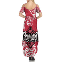 Personalised Hafa Adai Guam History and Chamorro Heritage Day Summer Maxi Dress Red Latte Stone LT05 - Polynesian Pride