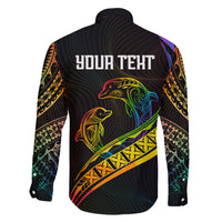 Personalised LGBT History Month Family Matching Long Sleeve Bodycon Dress and Hawaiian Shirt Proud And Happy Polynesian Dolphin LT05 - Polynesian Pride
