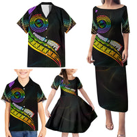 Personalised LGBT History Month Family Matching Puletasi Dress and Hawaiian Shirt Proud And Happy Polynesian Dolphin LT05 - Polynesian Pride