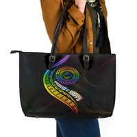 LGBT History Month Leather Tote Bag Proud And Happy Polynesian Dolphin LT05 - Polynesian Pride
