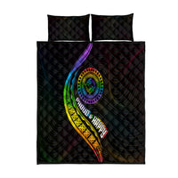 LGBT History Month Quilt Bed Set Proud And Happy Polynesian Dolphin LT05 Black - Polynesian Pride