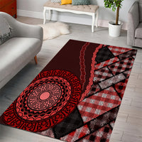 New Zealand Aotearoa Area Rug Maori Harakeke Weaving Pattern Red LT05 - Polynesian Pride