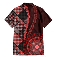 New Zealand Aotearoa Family Matching Mermaid Dress and Hawaiian Shirt Maori Harakeke Weaving Pattern Red LT05 - Polynesian Pride