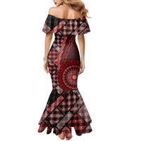 New Zealand Aotearoa Mermaid Dress Maori Harakeke Weaving Pattern Red LT05 - Polynesian Pride