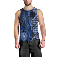 New Zealand Aotearoa Men Tank Top Maori Harakeke Weaving Pattern Blue LT05 - Polynesian Pride