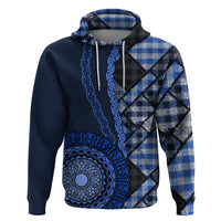 New Zealand Aotearoa Zip Hoodie Maori Harakeke Weaving Pattern Blue LT05 Pullover Hoodie Blue - Polynesian Pride