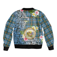 Personalised Hawaii State Bomber Jacket Tropical Flowers With Tartan Pattern LT05 - Polynesian Pride
