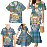 Personalised Hawaii State Family Matching Mermaid Dress and Hawaiian Shirt Tropical Flowers With Tartan Pattern LT05 - Polynesian Pride