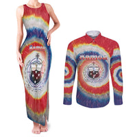 Samoa Couples Matching Tank Maxi Dress and Long Sleeve Button Shirt Tie Dye Unique Style