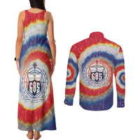 Samoa Couples Matching Tank Maxi Dress and Long Sleeve Button Shirt Tie Dye Unique Style