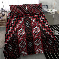 New Zealand Aotearoa Bedding Set Red Poutama With Taniko Pattern LT05
