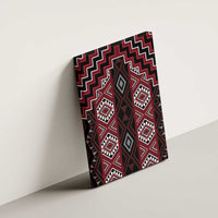 New Zealand Aotearoa Canvas Wall Art Red Poutama With Taniko Pattern LT05