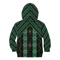 New Zealand Aotearoa Kid Hoodie Green Poutama With Taniko Pattern LT05