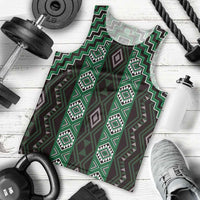 New Zealand Aotearoa Men Tank Top Green Poutama With Taniko Pattern LT05