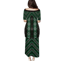 New Zealand Aotearoa Puletasi Green Poutama With Taniko Pattern LT05