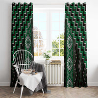 New Zealand Aotearoa Window Curtain Green Poutama With Taniko Pattern LT05