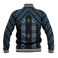 New Zealand Aotearoa Baseball Jacket Blue Poutama With Taniko Pattern LT05