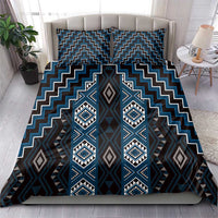 New Zealand Aotearoa Bedding Set Blue Poutama With Taniko Pattern LT05