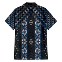 New Zealand Aotearoa Family Matching Long Sleeve Bodycon Dress and Hawaiian Shirt Blue Poutama With Taniko Pattern LT05