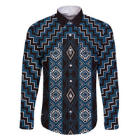 New Zealand Aotearoa Family Matching Short Sleeve Bodycon Dress and Hawaiian Shirt Blue Poutama With Taniko Pattern LT05