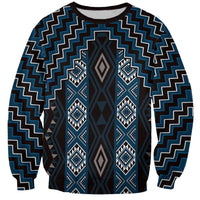 New Zealand Aotearoa Sweatshirt Blue Poutama With Taniko Pattern LT05 Unisex Blue - Polynesian Pride