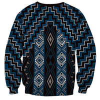 New Zealand Aotearoa Sweatshirt Blue Poutama With Taniko Pattern LT05 - Polynesian Pride