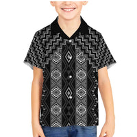 New Zealand Aotearoa Family Matching Mermaid Dress and Hawaiian Shirt Black Poutama With Taniko Pattern LT05