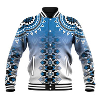 New Zealand Baseball Jacket Poutama Mix Blue Taniko Inspired Art LT05 Unisex Blue - Polynesian Pride