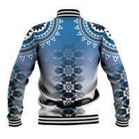 New Zealand Baseball Jacket Poutama Mix Blue Taniko Inspired Art LT05 - Polynesian Pride