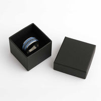 New Zealand Classic Ring Poutama Mix Blue Taniko Inspired Art - Polynesian Pride
