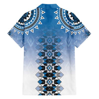 New Zealand Family Matching Tank Maxi Dress and Hawaiian Shirt Poutama Mix Blue Taniko Inspired Art LT05