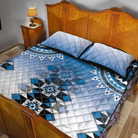 New Zealand Quilt Bed Set Poutama Mix Blue Taniko Inspired Art LT05