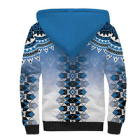 New Zealand Sherpa Hoodie Poutama Mix Blue Taniko Inspired Art LT05