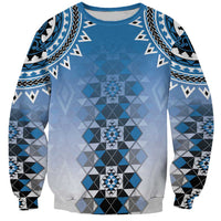 New Zealand Sweatshirt Poutama Mix Blue Taniko Inspired Art LT05 Unisex Blue - Polynesian Pride