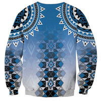 New Zealand Sweatshirt Poutama Mix Blue Taniko Inspired Art LT05 - Polynesian Pride