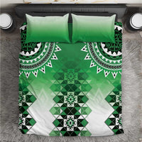 New Zealand Bedding Set Poutama Mix Green Taniko Inspired Art LT05