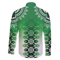 New Zealand Family Matching Mermaid Dress and Hawaiian Shirt Poutama Mix Green Taniko Inspired Art LT05