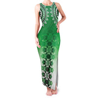 New Zealand Family Matching Tank Maxi Dress and Hawaiian Shirt Poutama Mix Green Taniko Inspired Art LT05