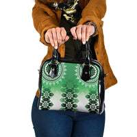 New Zealand Shoulder Handbag Poutama Mix Green Taniko Inspired Art LT05