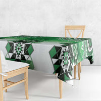 New Zealand Tablecloth Poutama Mix Green Taniko Inspired Art LT05