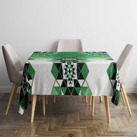 New Zealand Tablecloth Poutama Mix Green Taniko Inspired Art LT05