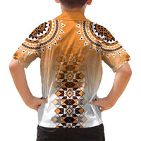 New Zealand Family Matching Long Sleeve Bodycon Dress and Hawaiian Shirt Poutama Mix Orange Taniko Inspired Art LT05 - Polynesian Pride