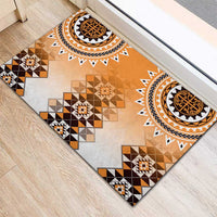 New Zealand Rubber Doormat Poutama Mix Orange Taniko Inspired Art LT05