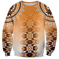 New Zealand Sweatshirt Poutama Mix Orange Taniko Inspired Art LT05 Unisex Orange - Polynesian Pride