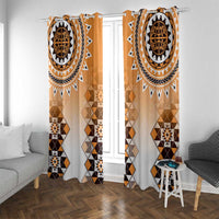 New Zealand Window Curtain Poutama Mix Orange Taniko Inspired Art LT05