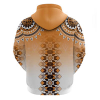 New Zealand Zip Hoodie Poutama Mix Orange Taniko Inspired Art LT05