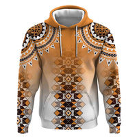 New Zealand Zip Hoodie Poutama Mix Orange Taniko Inspired Art LT05