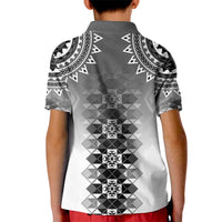 New Zealand Kid Polo Shirt Poutama Mix Gray Taniko Inspired Art LT05