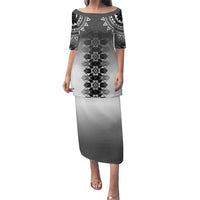 New Zealand Puletasi Poutama Mix Gray Taniko Inspired Art LT05