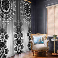 New Zealand Window Curtain Poutama Mix Gray Taniko Inspired Art LT05